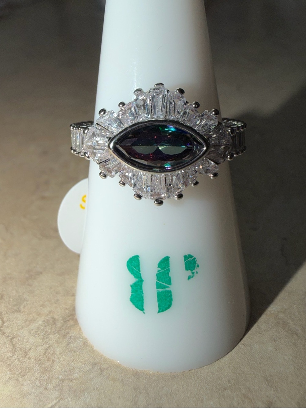 Bomb Party Size 7 Ring on Rhodium No Bag